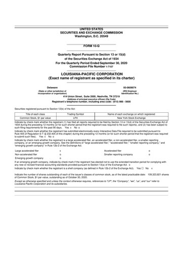 Thumbnail Louisiana-Pacific
 10-Q Quarterly Report FY2020 