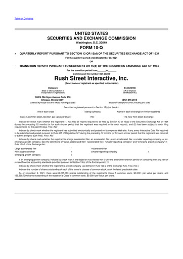 Thumbnail Rush Street Interactive 10-Q Quarterly Report FY2021 
