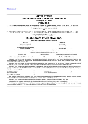 Thumbnail Rush Street Interactive 10-Q Quarterly Report FY2022 