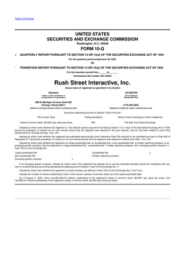 Thumbnail Rush Street Interactive 10-Q Quarterly Report FY2023 