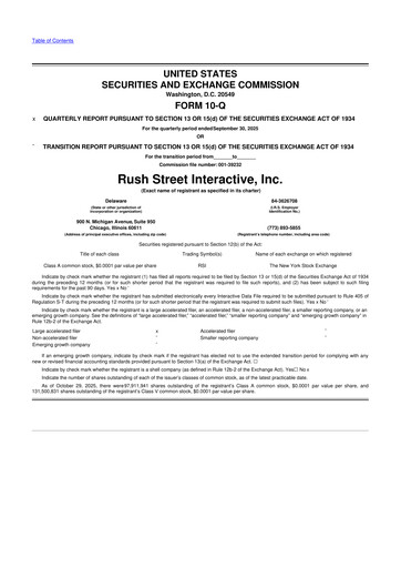 Thumbnail Rush Street Interactive 10-Q Quarterly Report FY2025 