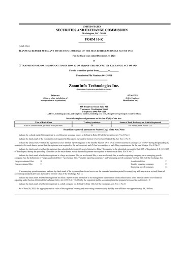 Thumbnail ZoomInfo 10-K Annual Report 2021