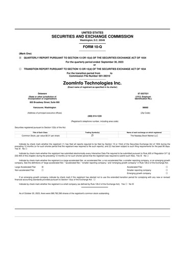 Thumbnail ZoomInfo 10-Q Quarterly Report FY2023 