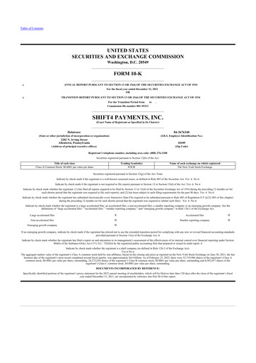 Thumbnail Shift4 Payments
 10-K Annual Report 2021