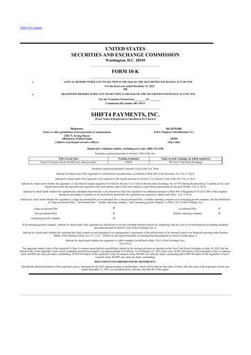 Thumbnail Shift4 Payments
 10-K Annual Report 2022