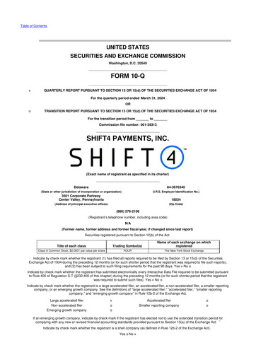 Thumbnail Shift4 Payments
 10-Q Quarterly Report FY2024 