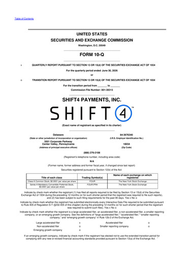 Thumbnail Shift4 Payments
 10-Q Quarterly Report FY2026 