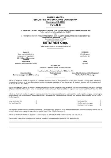 Thumbnail Netstreit 10-Q Quarterly Report FY2021 