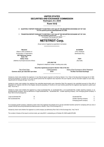 Thumbnail Netstreit 10-Q Quarterly Report FY2022 