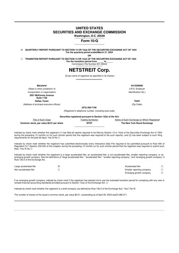 Thumbnail Netstreit 10-Q Quarterly Report FY2024 