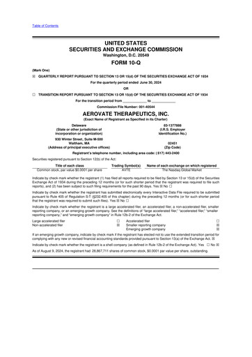 Thumbnail Aerovate Therapeutics 10-Q Quarterly Report FY2024 