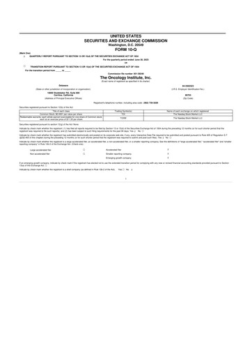 Thumbnail The Oncology Institute 10-Q Quarterly Report FY2023 