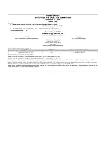 Thumbnail The Oncology Institute 10-K Annual Report 2024