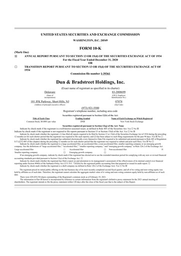 Thumbnail Dun & Bradstreet

 10-K Annual Report 2020