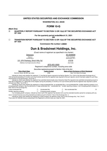 Thumbnail Dun & Bradstreet

 10-Q Quarterly Report FY2021 