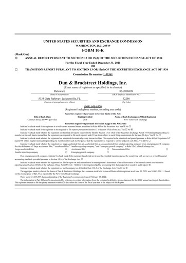 Thumbnail Dun & Bradstreet

 10-K Annual Report 2021