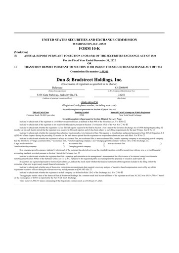 Thumbnail Dun & Bradstreet

 10-K Annual Report 2022