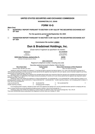 Thumbnail Dun & Bradstreet

 10-Q Quarterly Report FY2023 