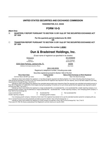 Thumbnail Dun & Bradstreet

 10-Q Quarterly Report FY2024 