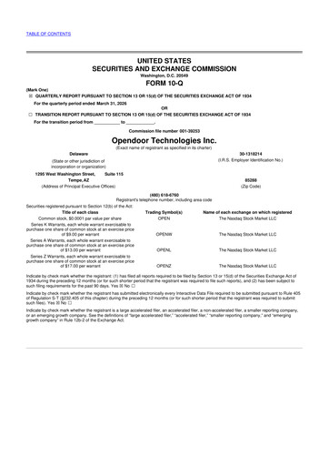 Thumbnail Opendoor 10-Q Quarterly Report FY 