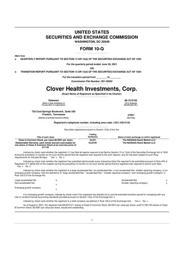 Thumbnail Clover Health Investments 10-Q Quarterly Report FY2021 