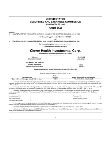 Thumbnail Clover Health Investments 10-Q Quarterly Report FY2023 