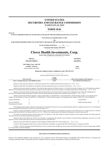 Thumbnail Clover Health Investments 10-K Annual Report 2023