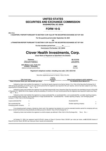 Thumbnail Clover Health Investments 10-Q Quarterly Report FY2024 