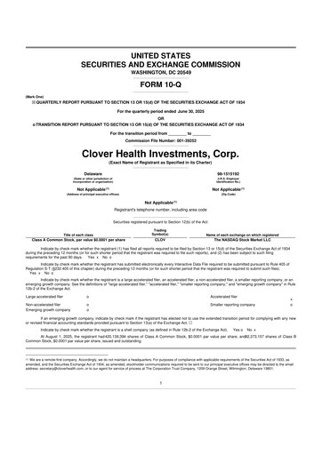 Thumbnail Clover Health Investments 10-Q Quarterly Report FY2025 