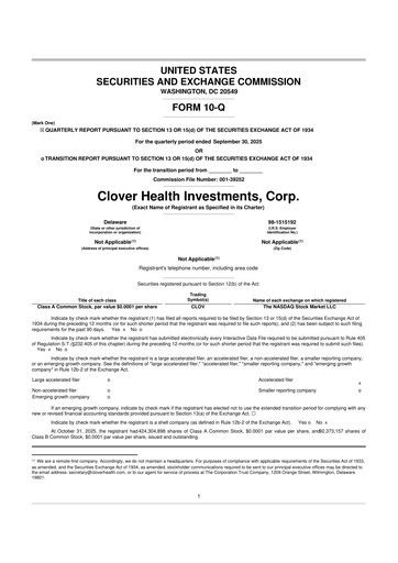 Thumbnail Clover Health Investments 10-Q Quarterly Report FY2025 