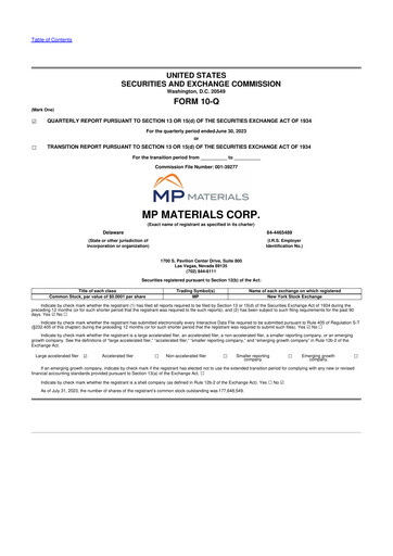 Thumbnail MP Materials 10-Q Quarterly Report FY2023 