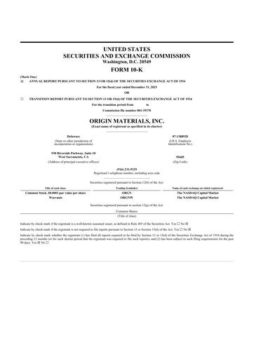 Vorschaubild Origin Materials 10-K Jahresbericht 2023