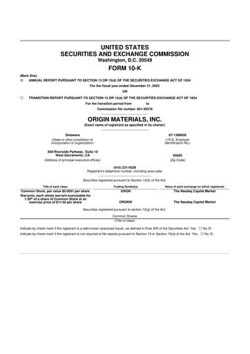 Thumbnail Origin Materials 10-K Annual Report 2025