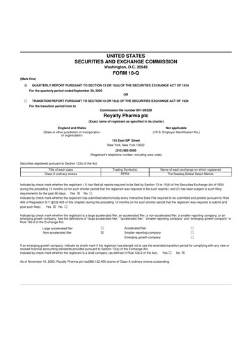 Thumbnail Royalty Pharma 10-Q Quarterly Report FY2020 