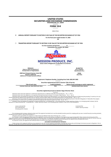 Thumbnail Mission Produce 10-K Annual Report 