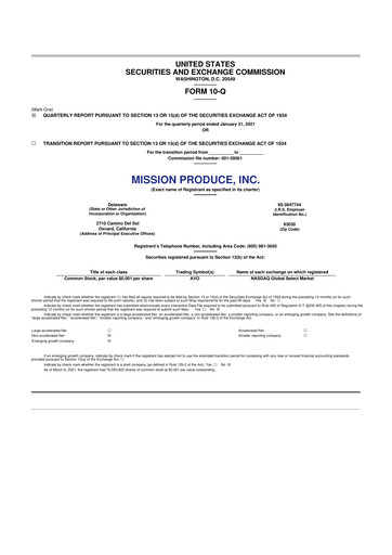 Thumbnail Mission Produce 10-Q Quarterly Report FY 