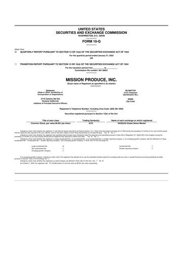 Thumbnail Mission Produce 10-Q Quarterly Report FY2023 