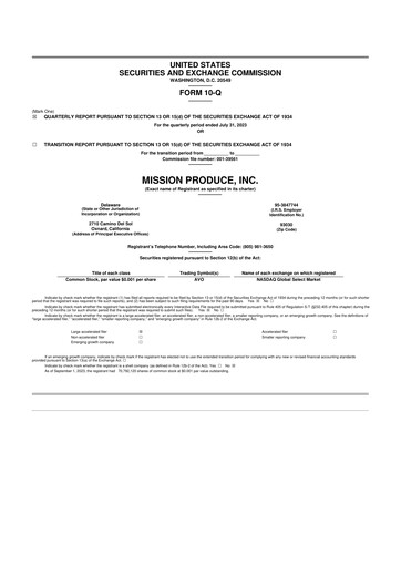 Thumbnail Mission Produce 10-Q Quarterly Report FY2023 