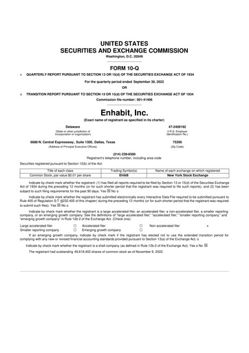 Thumbnail Enhabit 10-Q Quarterly Report FY2022 