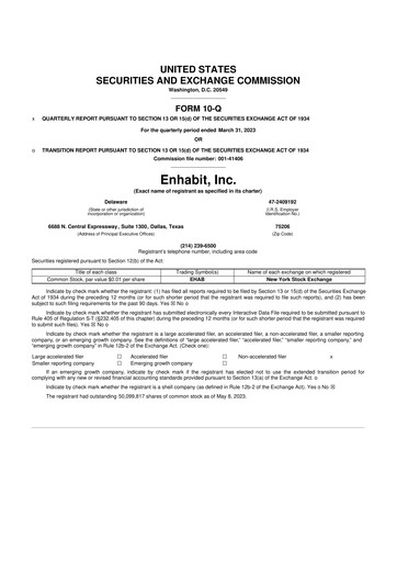 Thumbnail Enhabit 10-Q Quarterly Report FY2023 