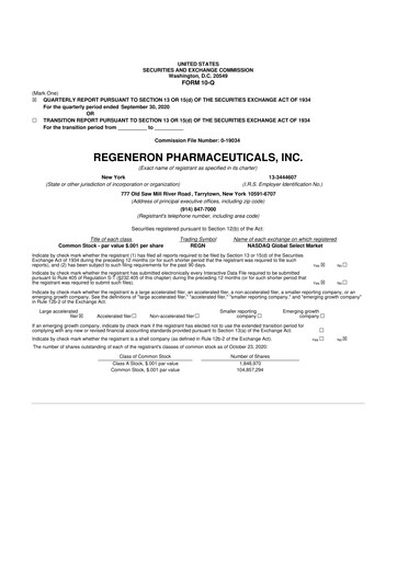 Thumbnail Regeneron Pharmaceuticals 10-Q Quarterly Report FY2020 