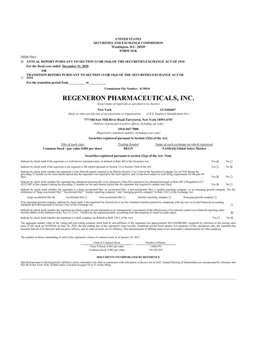 Thumbnail Regeneron Pharmaceuticals 10-K Annual Report 2020
