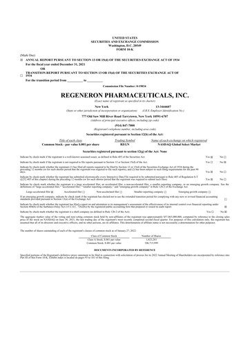 Thumbnail Regeneron Pharmaceuticals 10-K Annual Report 2021