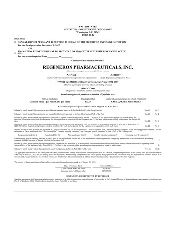 Thumbnail Regeneron Pharmaceuticals 10-K Annual Report 2022