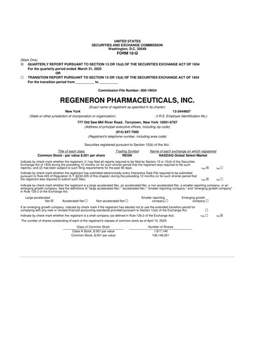 Thumbnail Regeneron Pharmaceuticals 10-Q Quarterly Report FY2025 