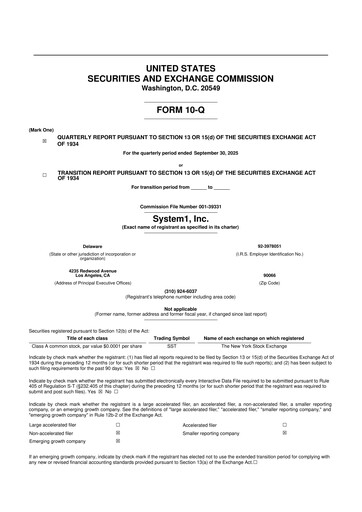 Thumbnail System1 10-Q Quarterly Report FY2025 