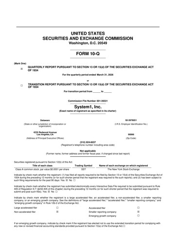 Thumbnail System1 10-Q Quarterly Report FY2026 