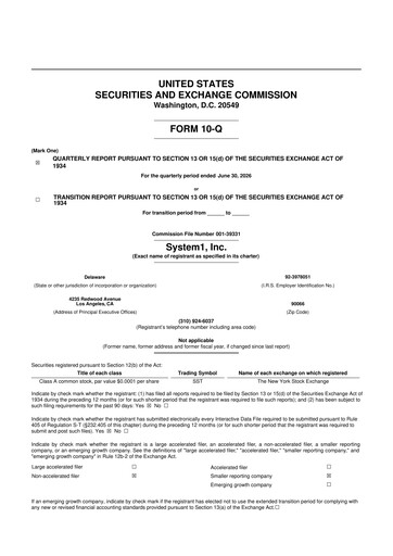 Thumbnail System1 10-Q Quarterly Report FY2026 