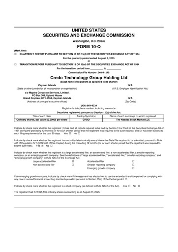 Thumbnail Credo Technology 10-Q Quarterly Report FY2026 