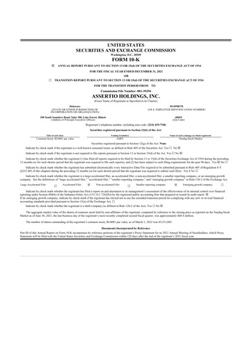 Thumbnail Assertio Holdings 10-K Annual Report 2021